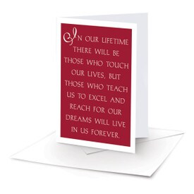 note card with in our lifetime message and envelope