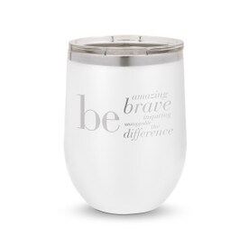 white 12 oz. stainless steel tumblers with be collection message