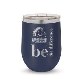 navy 12 oz. stainless steel tumblers with be the difference message and logo