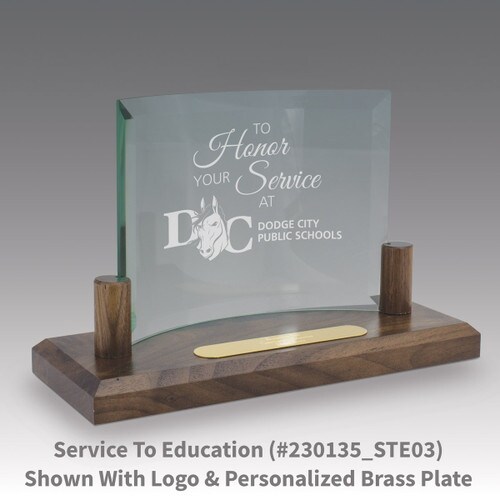 curved glass base award with to honor your service to message