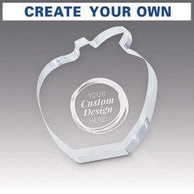 Clear acrylic apple award featuring your laser engraved custom artwork.