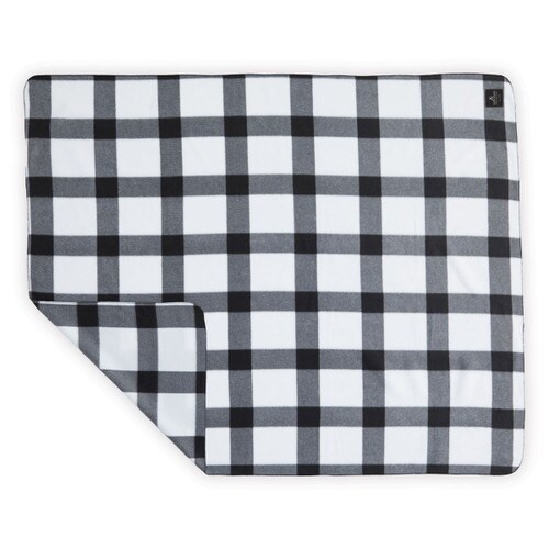 white and black buffalo plaid blanket