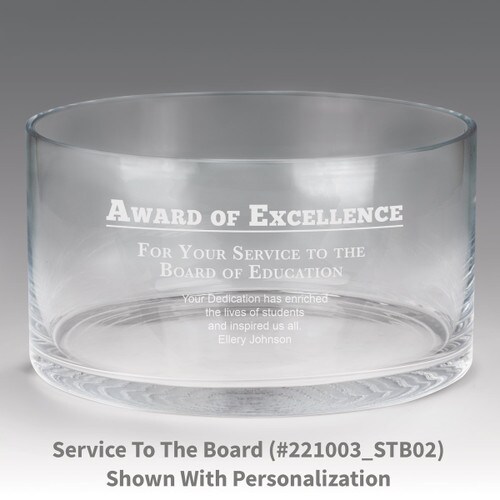 large crystal recognition bowl with award of excellence message