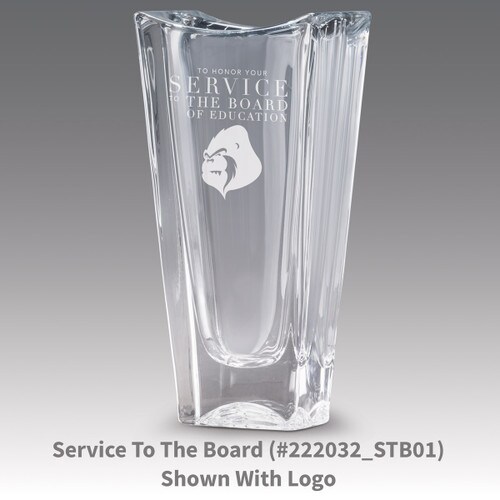 lasting impressions crystal vase with service to the board message