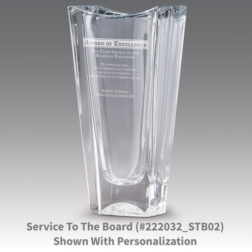 lasting impressions crystal vase with award of excellence message
