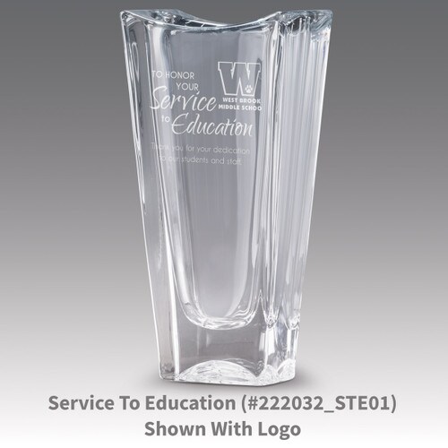 lasting impressions crystal vase with service to education message