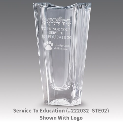lasting impressions crystal vase with service to education message