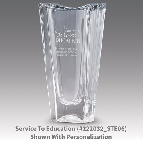 lasting impressions crystal vase with service to education message