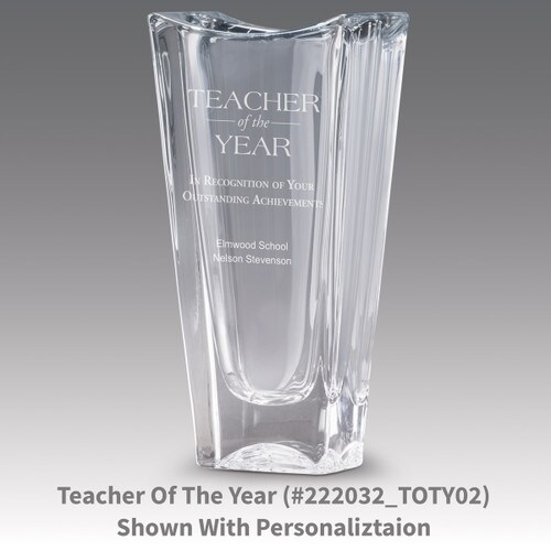 lasting impressions crystal vase with teacher of the year message