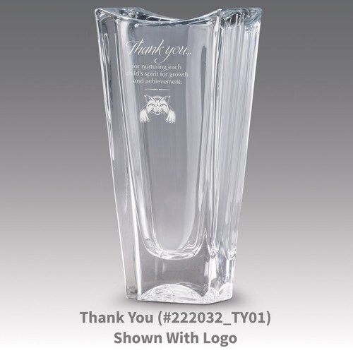 lasting impressions crystal vase with thank you message