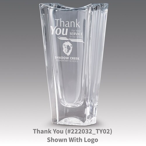lasting impressions crystal vase with thank you message