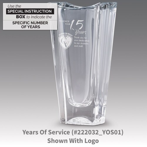lasting impressions crystal vase with years of service message