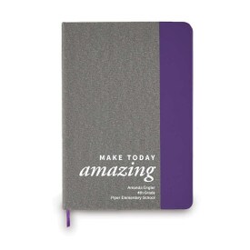 heather gray journal with purple accents and make today amazing message and personalization