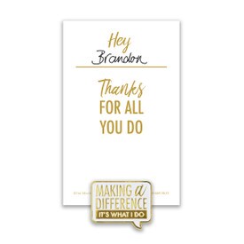making a difference lapel pin with personalized message card