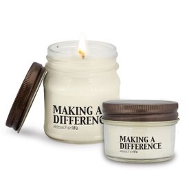 4oz and 8oz mason jar candles featuring the inspirational message Making A Difference #teacherlife