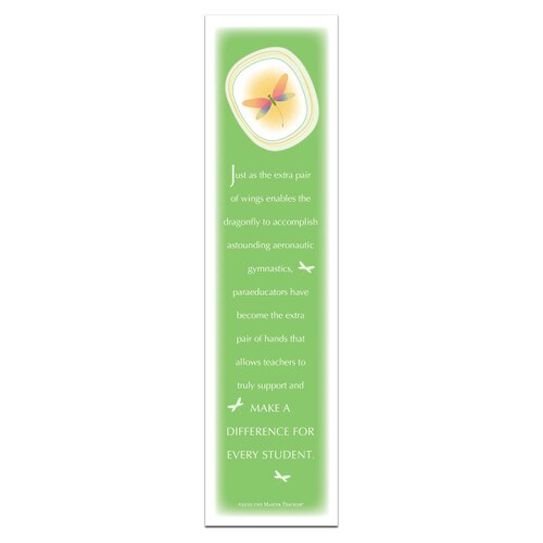 dragonfly bookmark with extra pair of wings message for paraeducators