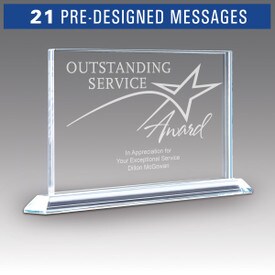 solid crystal tribute award with outstanding service message