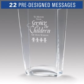 recognition crystal vase with service to children message