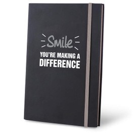 smile you're making a difference black journal with gray accents and personalization